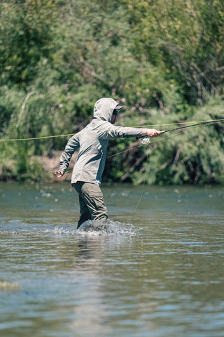 Wet wading in the Sol Wet Wading Pant on a Montana summer day. 