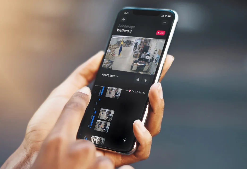 Samsara's remote security access view on cell phone with user interacting with specific clips and locations.