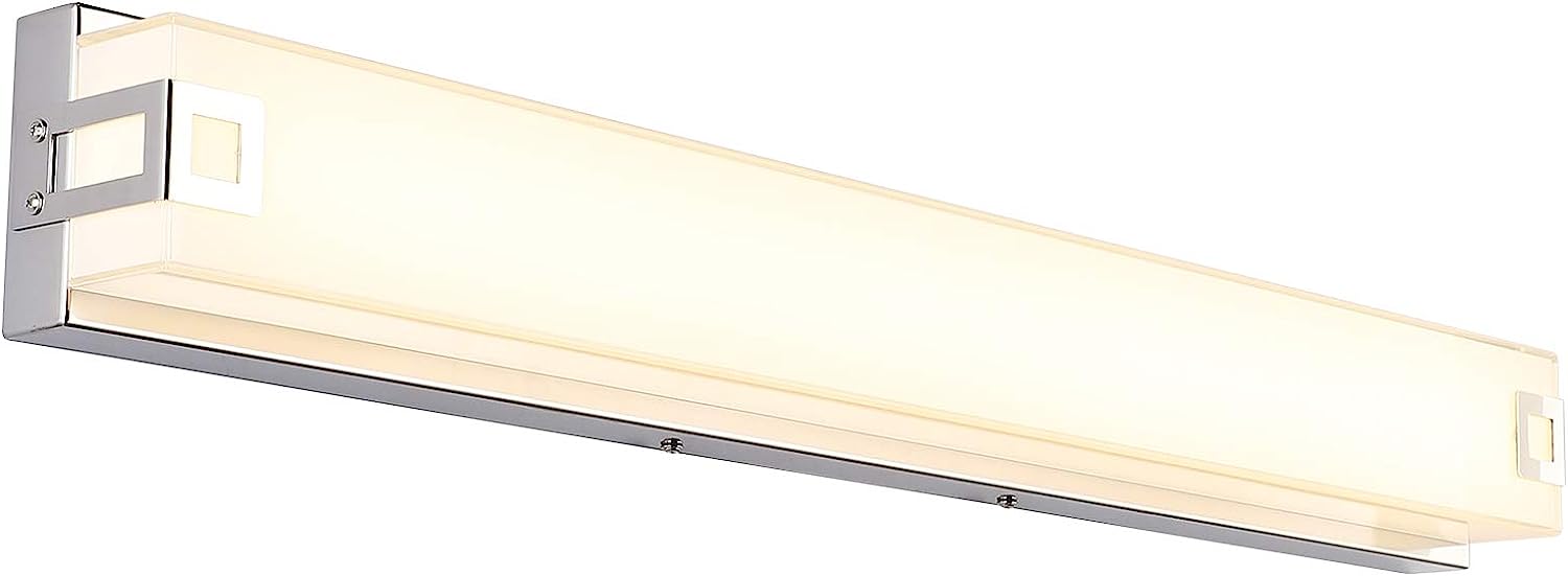 24" Dimmable LED 21W 1680lm 3000K Glass/Chrome Bathroom Vanity Light Fixture