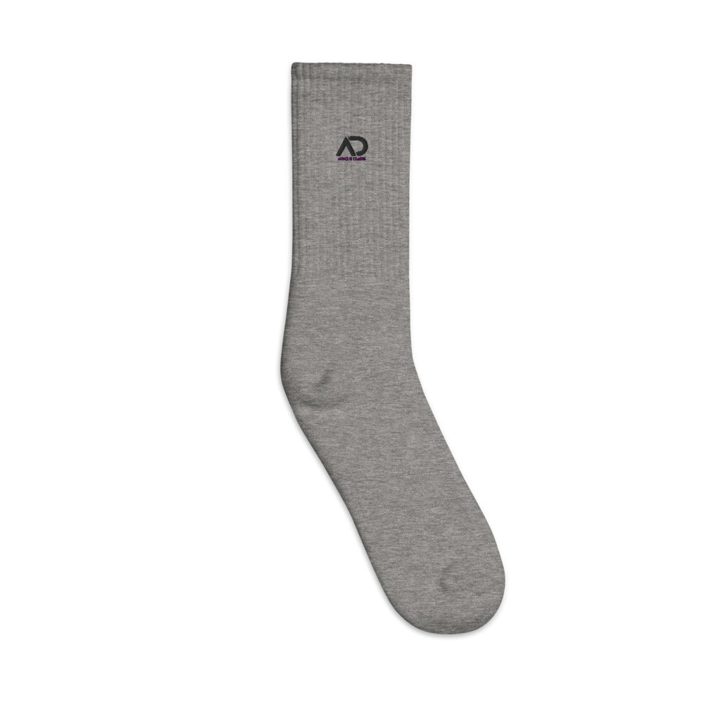 AD Embroidered Socks (White & Grey) – Arias-Dlabik