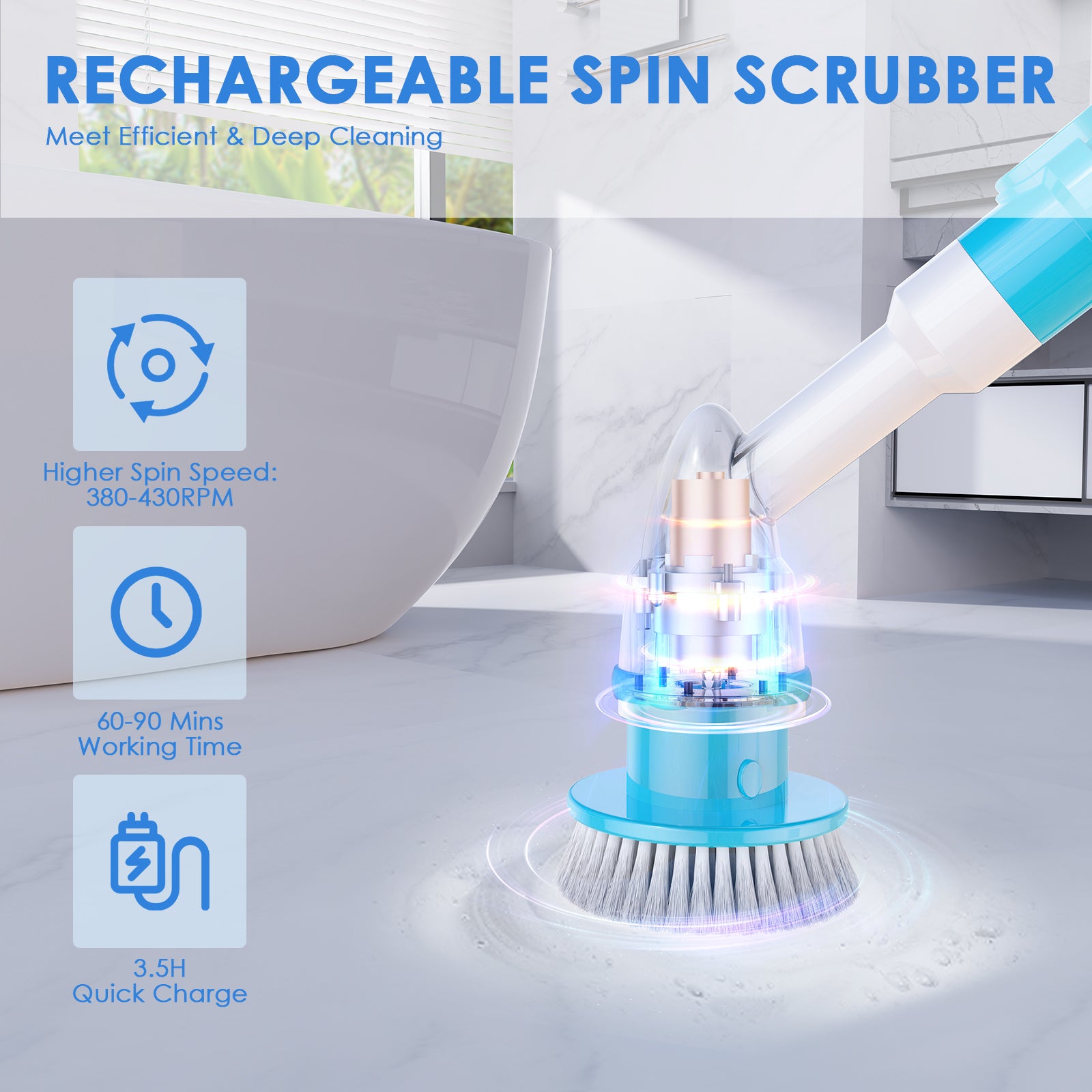 Oraimo Electric Spin Scrubber with 3 Attachments Brush