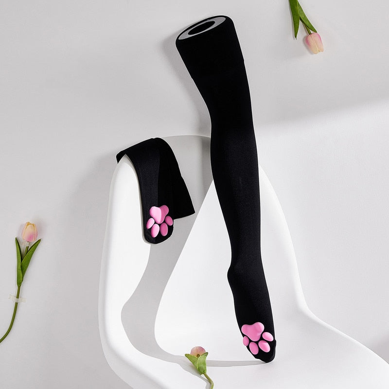 gothic 3d cat claw thigh stocking