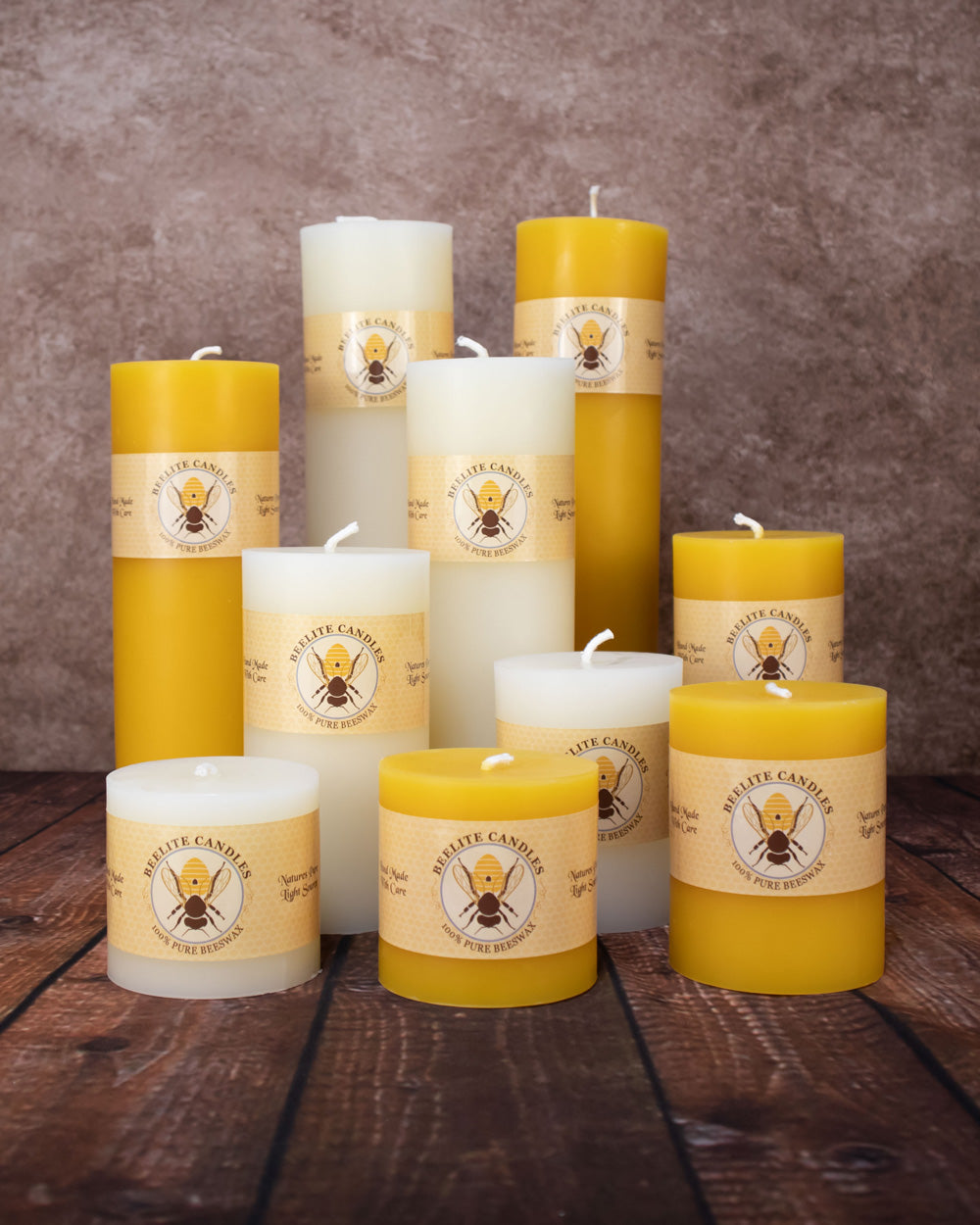 BEESWAX PILLAR Candle 6 Inch Wide / Giant White Bees Wax 4 Wick Candle Set  / 100% All Natural Pure Clean Allergy Friendly USA / Large / Big 