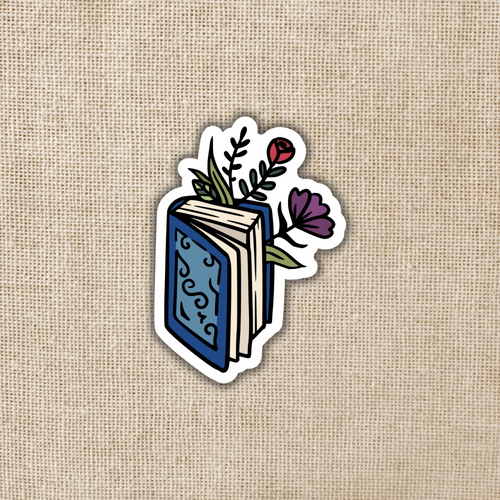 Floral Open Book Sticker, 3 in.