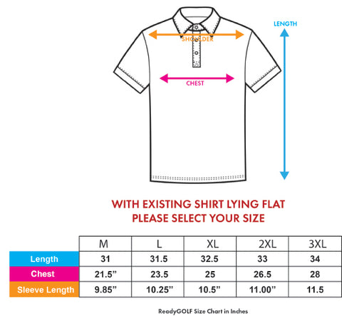 ReadyGOLF Polos- Size Chart