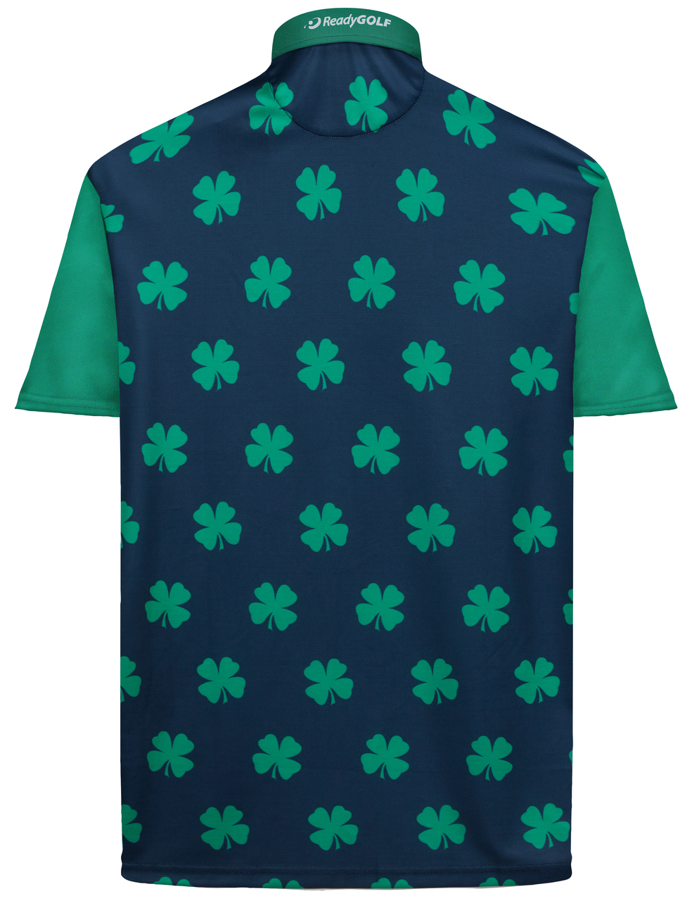 Four-Leaf Clover Mens Golf Polo Shirt - Navy-Green by ReadyGOLF