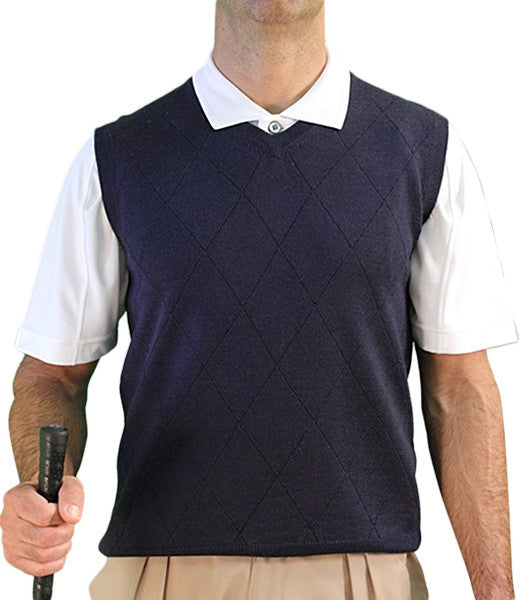 Golf Knickers: Men's Solid Sweater Vest - Navy