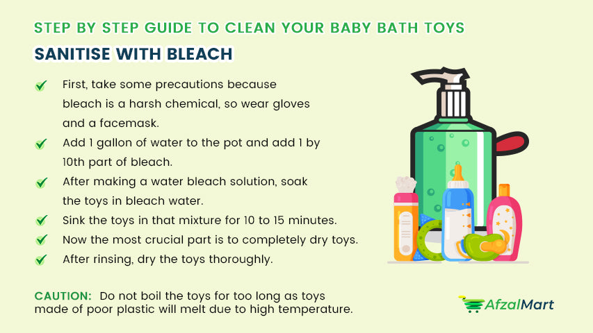 cleaning toys by sanitising with bleach 