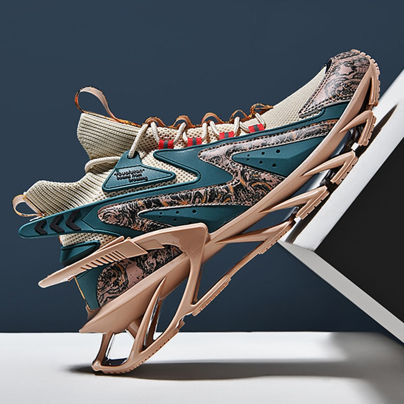 unique blade platform lace up sneakers