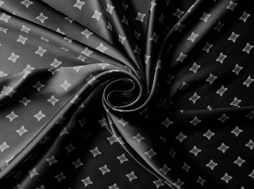 Charmeuse satin fabric by the yard - Black Diamond Print – MONSARFABRICS