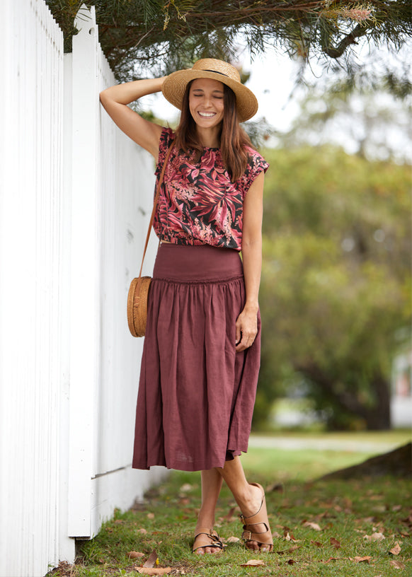 CAPRI SKIRT - WINE - MAYE