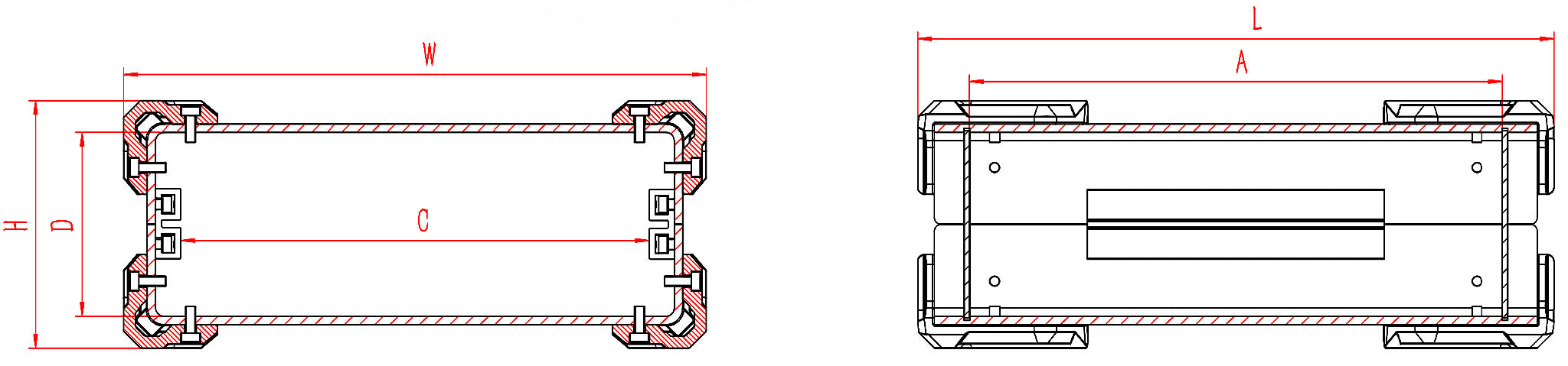 Taille du boîtier en aluminium