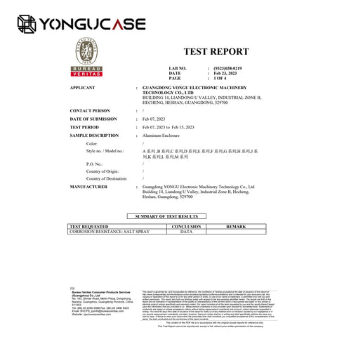 aluminum alloy enclosures salt spary test