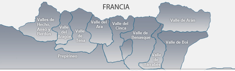 Mapa de las regiones pirenaicas Fumarel