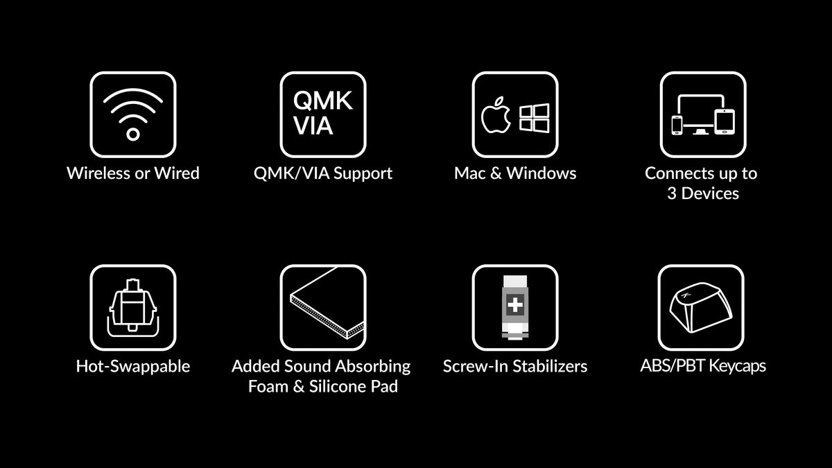 Features of Keychron K2 Pro QMK/VIA Custom Mechanical Keyboard ISO Layout