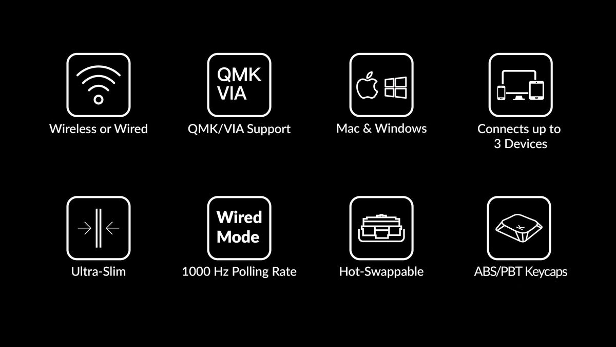 Features of Keychron K1 Pro QMK/VIA ultra-slim custom mechanical low profile keyboard ISO Layout