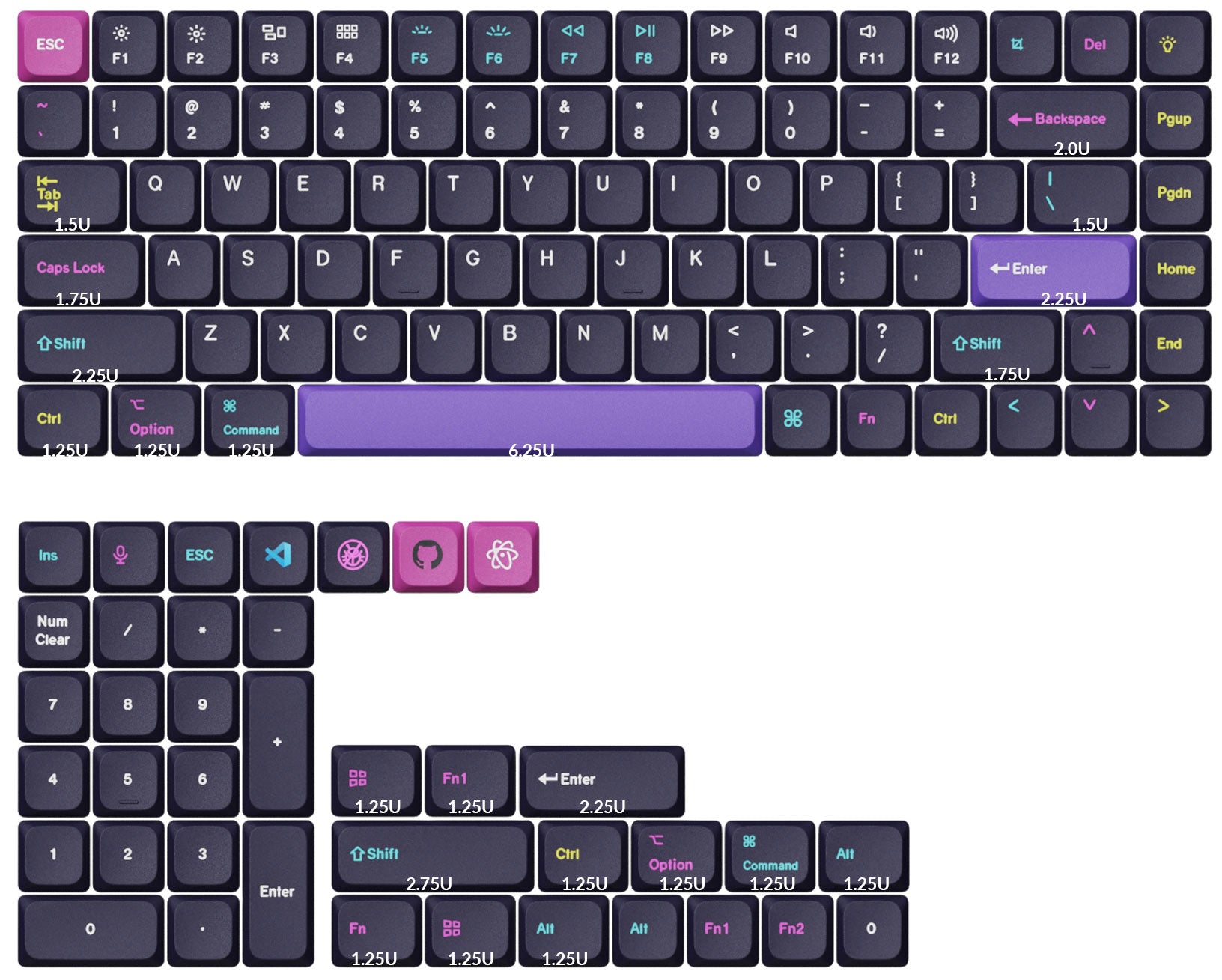 Low Profile ABS LSA Full Set Keycap Set