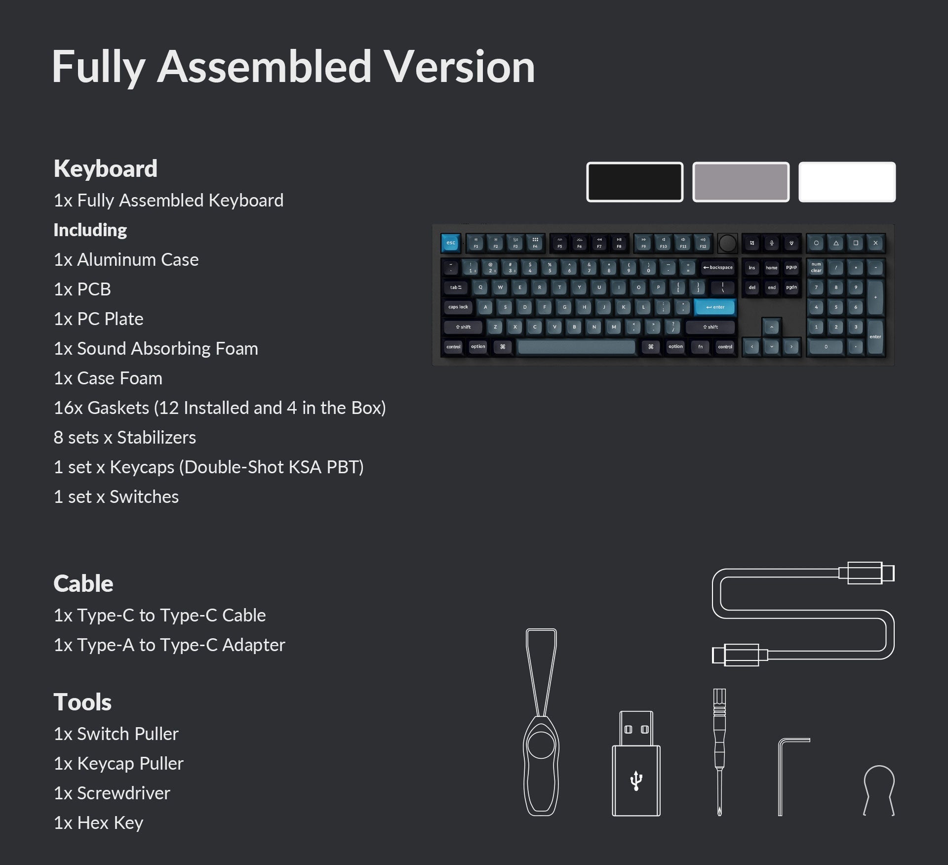 Package list of Keychron Q6 Pro QMK/VIA 100% Layout Wireless Custom Mechanical Keyboard