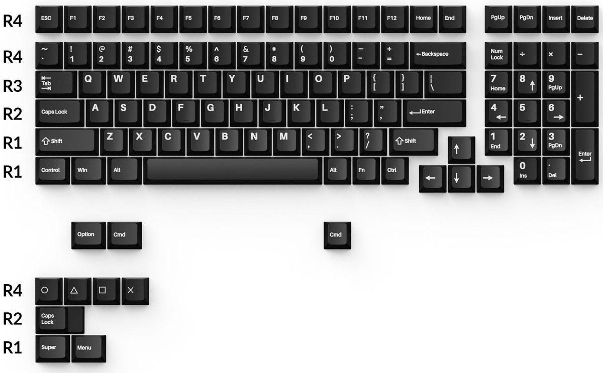 Keychron Double-Shot PBT Cherry Profile Full Set Keycaps - Black