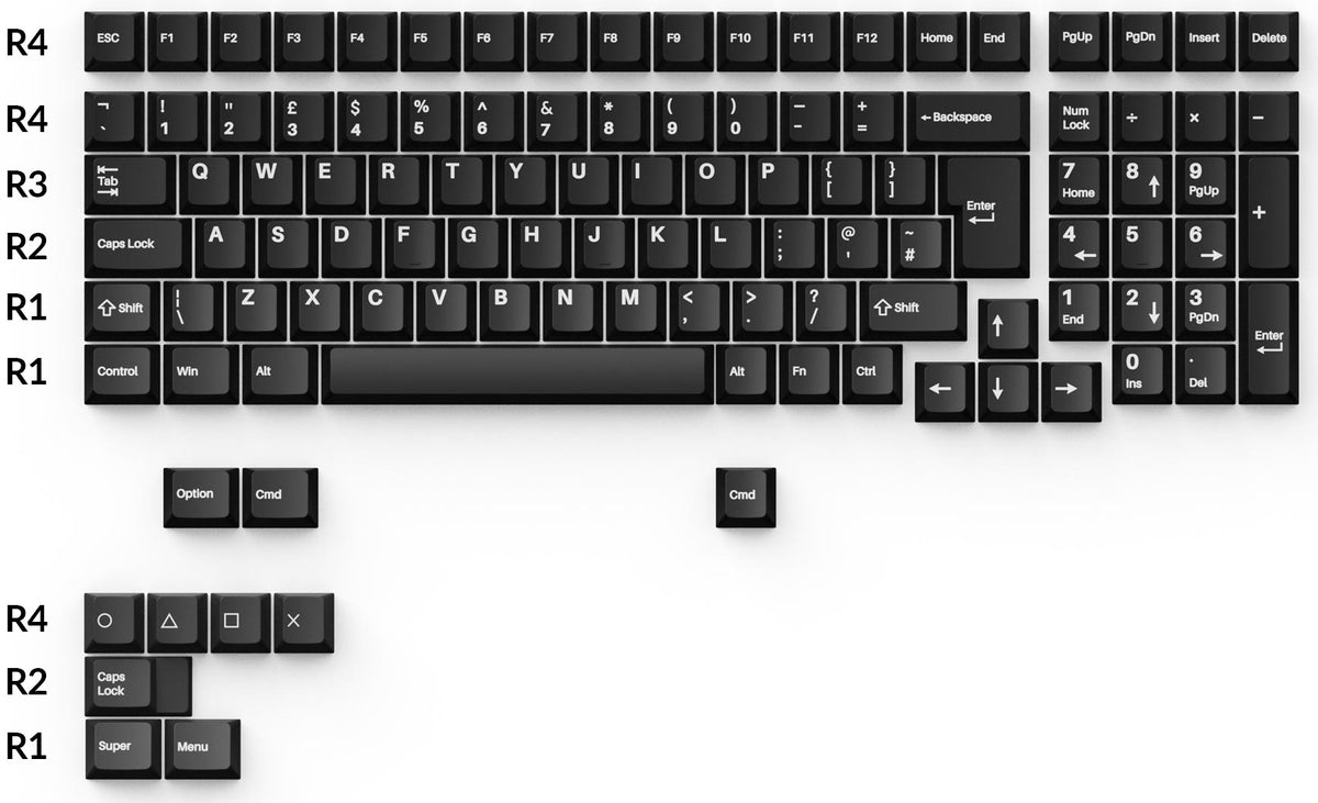 Keychron Double-Shot PBT Cherry Profile Full Set Keycaps - Black