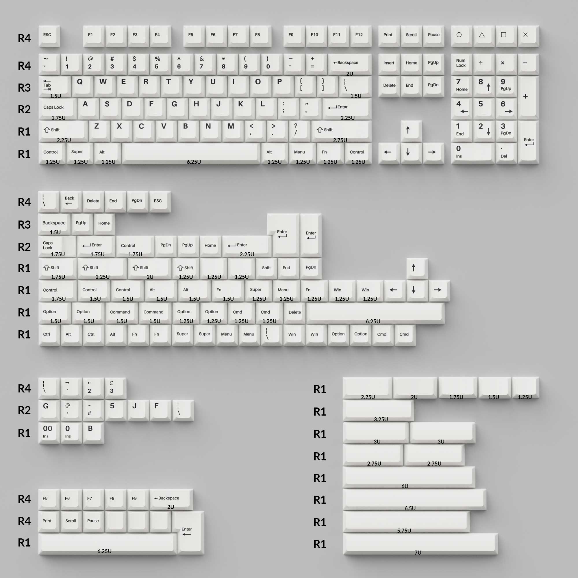 Keychron Double-Shot PBT Cherry Profile Full Set Keycaps - White