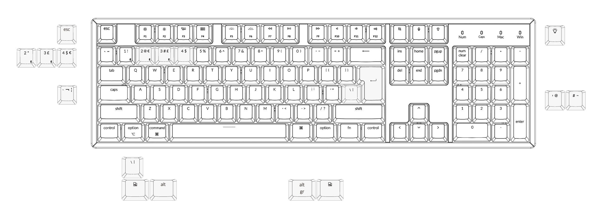 Keychron K10 full size wireless mechanical keyboard for Mac Windows Android - Gateron mechanical switch and LK optical switch 