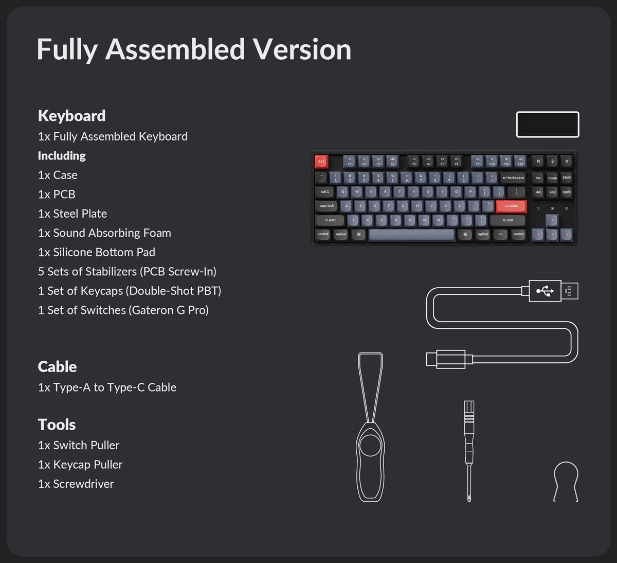 Pack list of Keychron K8 Pro Custom Mechanical Keyboard