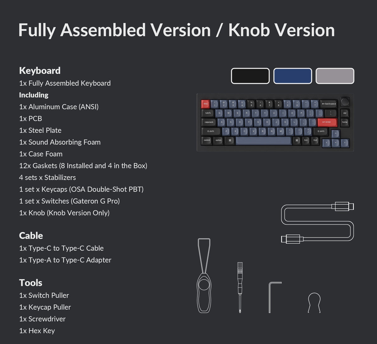 Pack list of Keychron Q2 65% Layout QMK Custom Mechanical Keyboard