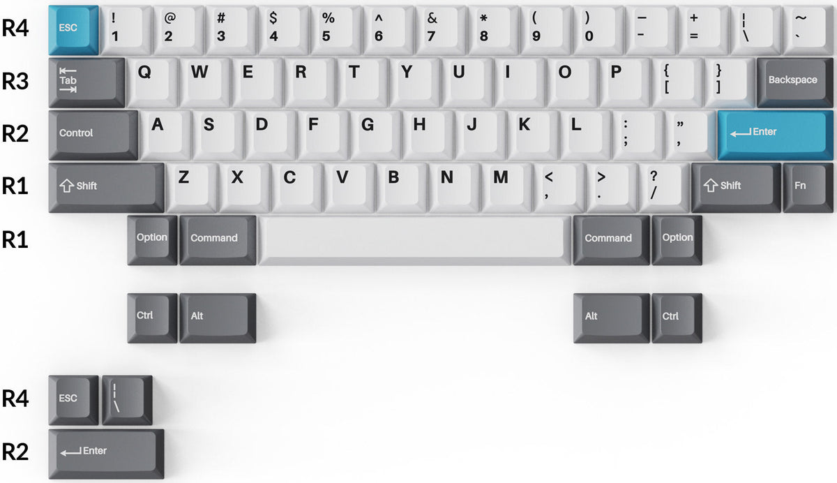 Keychron Double-Shot PBT Cherry Profile Full Set Keycaps - Grey White Blue