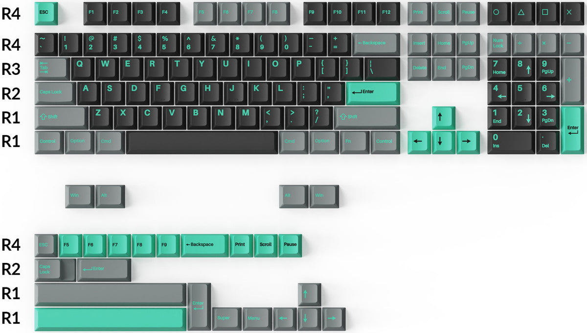 Keychron Double-Shot PBT Cherry Profile Full Set Keycaps - Grey Green