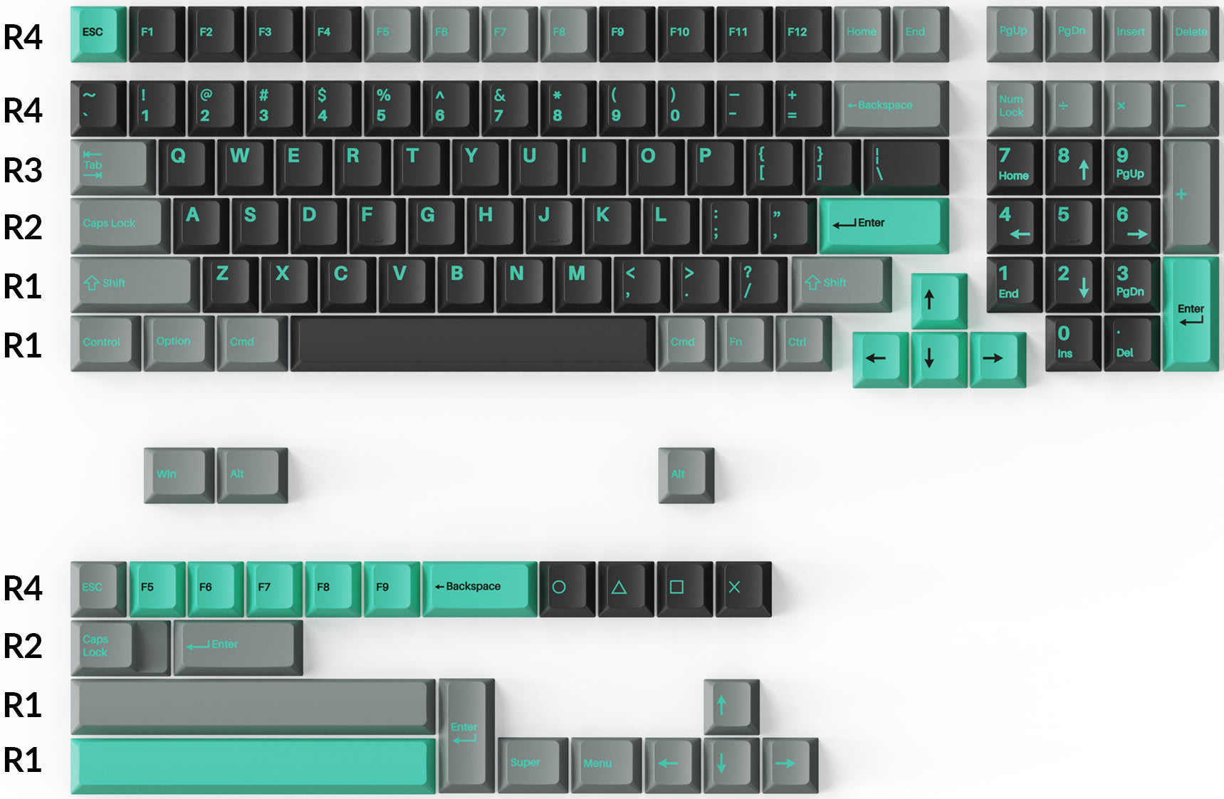 Keychron Double-Shot PBT Cherry Profile Full Set Keycaps - Grey Green