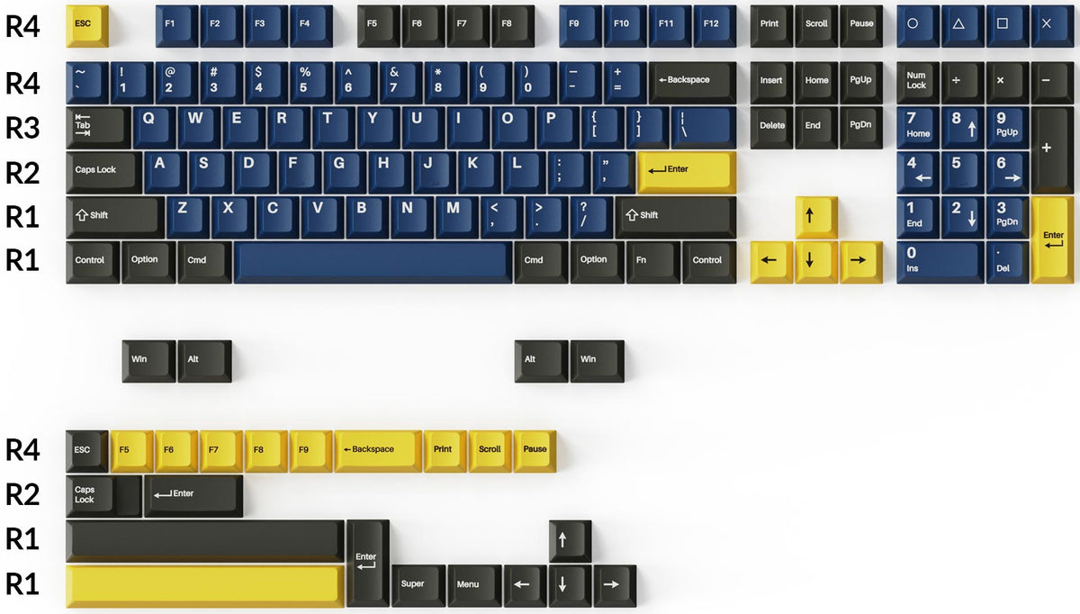 Cherry Profile Double-Shot PBT Full Set Keycaps - Royal