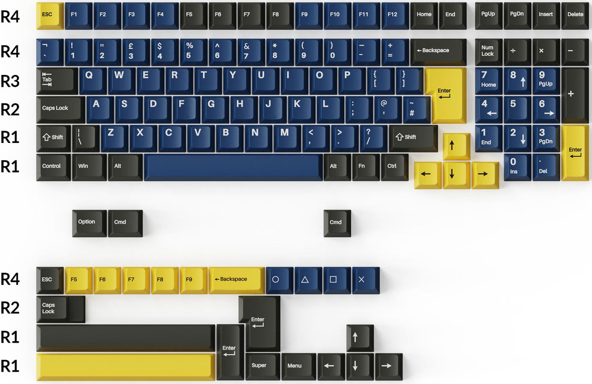 Cherry Profile Double-Shot PBT Full Set Keycaps - Royal