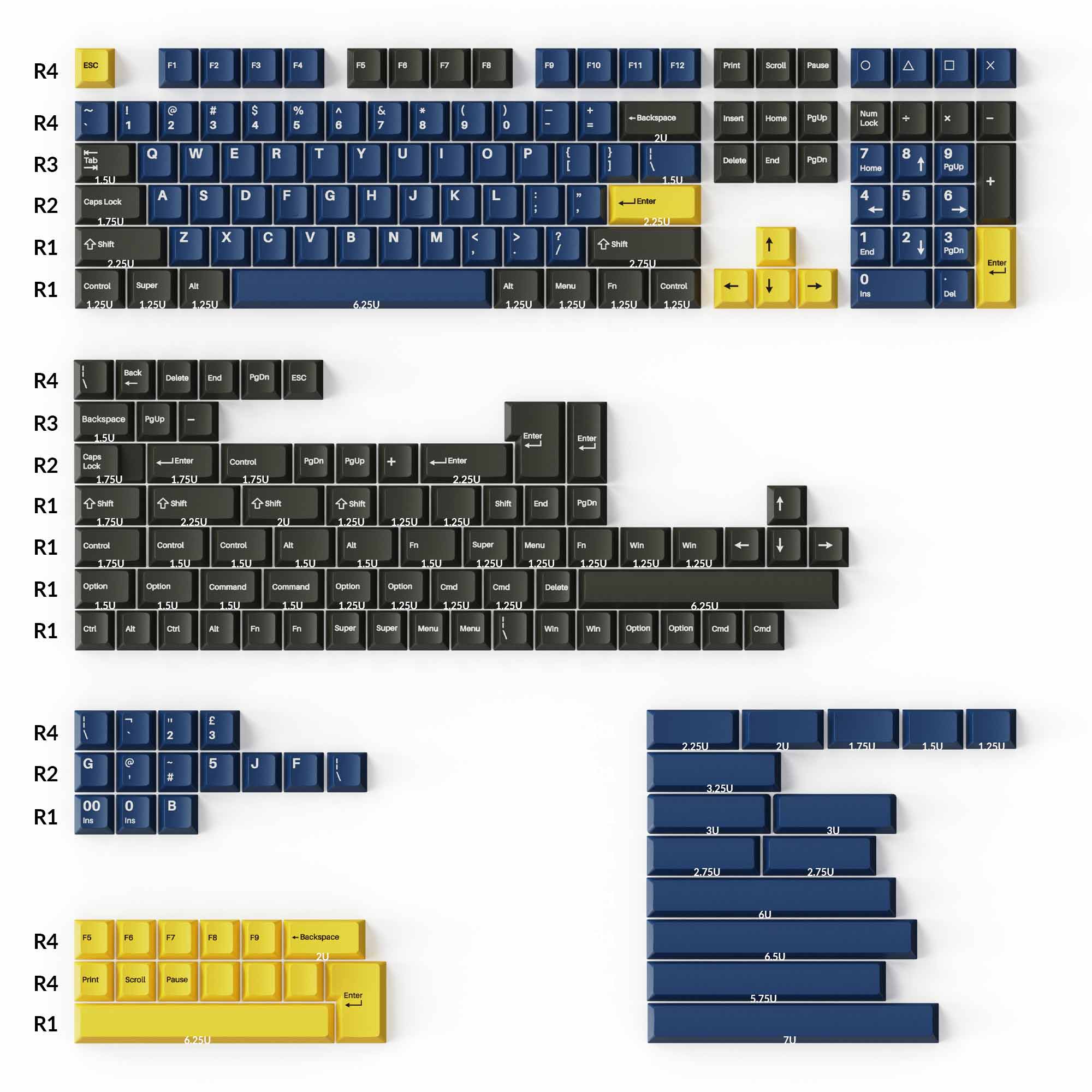 Cherry Profile Double-Shot PBT Full Set Keycaps - Royal