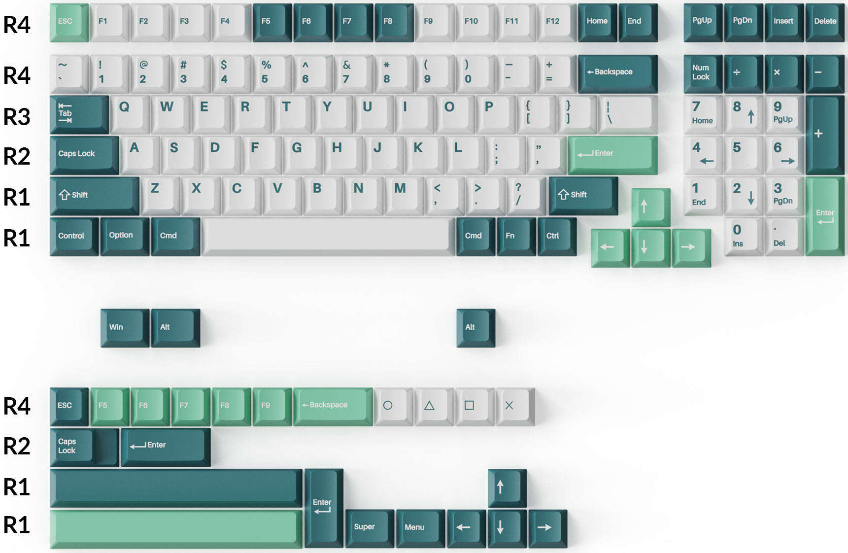 Keychron Double-Shot PBT Cherry Profile Full Set Keycaps - White Mint