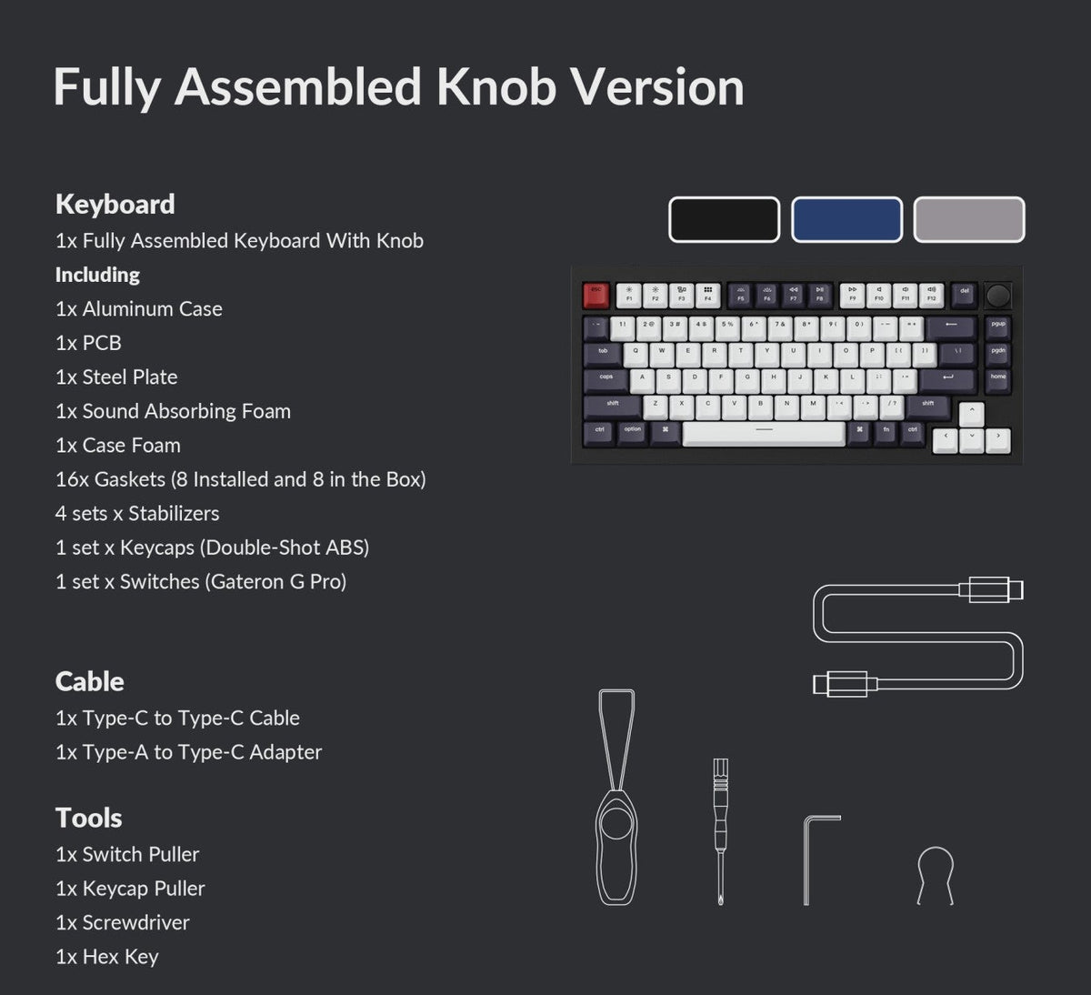 Keychron Q1 75% Custom Mechanical Keyboard Fully Assembled Version