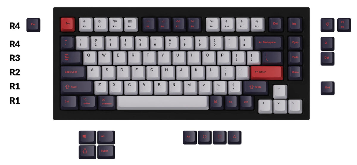 OEM Dye-Sub PBT Keycap Set - Ruby