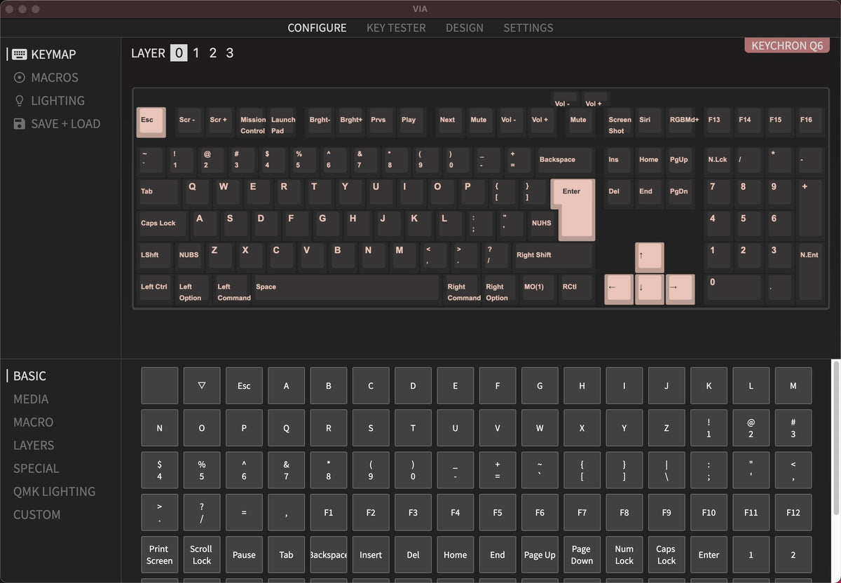 Program Q6 ISO Layout full size with QMK & VIA