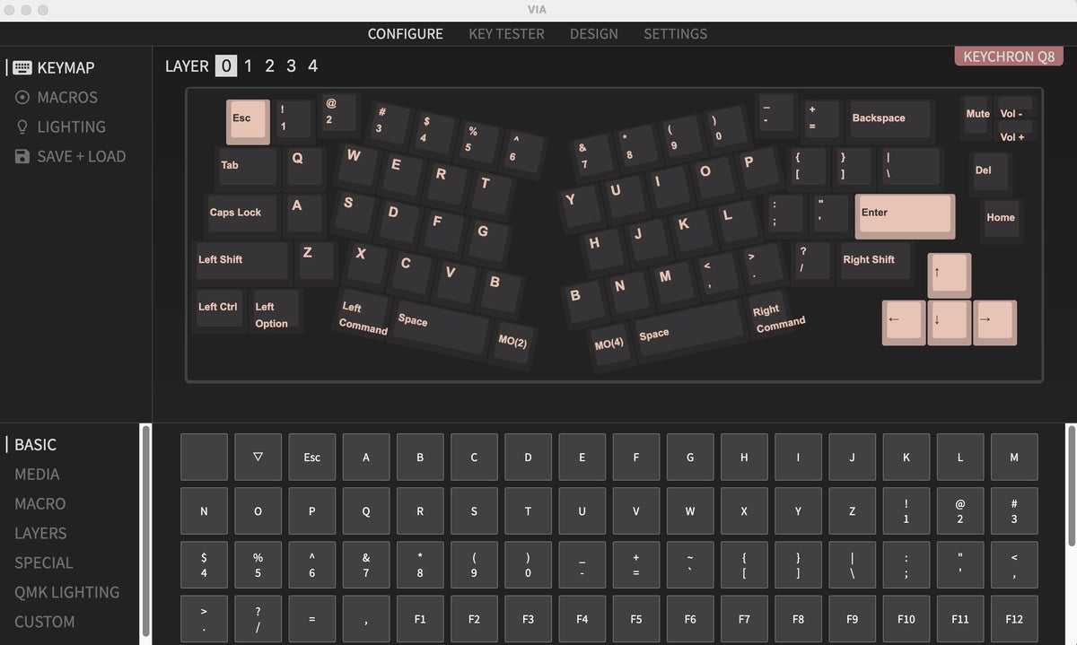 Program Q8 65% Alice Layout with QMK & VIA