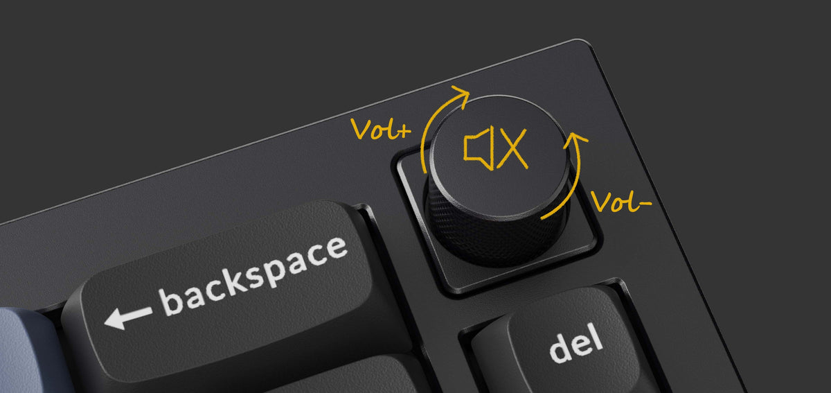 Rotary encoder function of Keychron Q2 QMK VIA 65% layout custom mechanical keyboard with retary encoder knob version