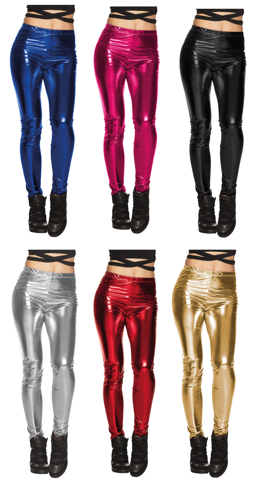 Shop 80s Pink Metallic Disco Leggings for Ladies