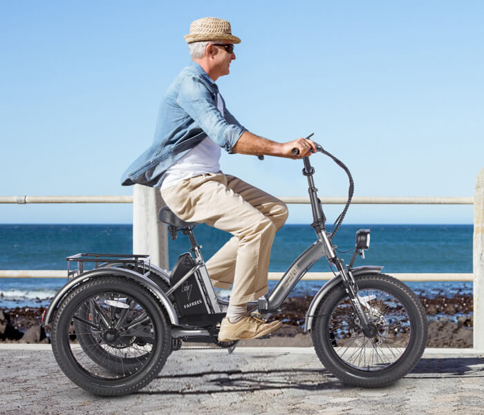 a man riding a fafrees e-bike