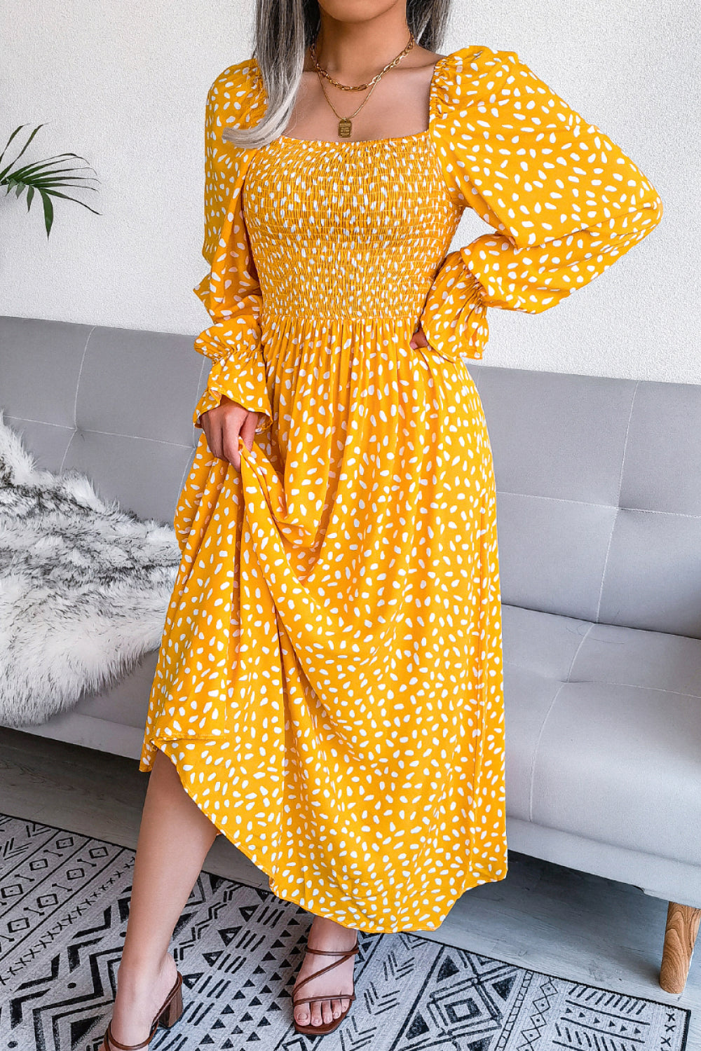 Floral Smocked Flared Sleeve Maxi Dress, 3 Colors