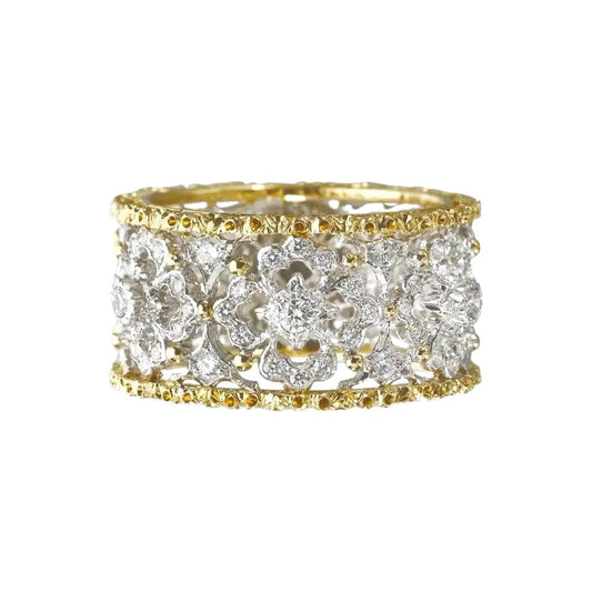 Buccellati 18K White Gold Diamond Eternelle Ring, Size 6