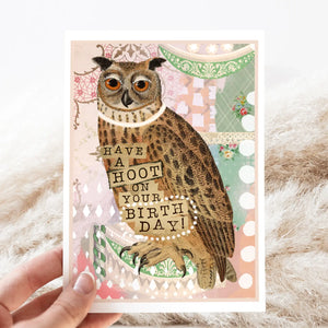 Have A Hoot On Your Birthday Card- Blank Inside - Moon Room Shop and Wellness