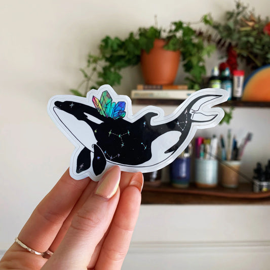 Crystal Orca Holographic Sticker
