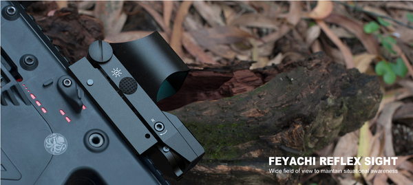 Displaying the installation and usage of a red dot sight in a natural setting, highlighting the importance of a wide field of view and situational awareness.