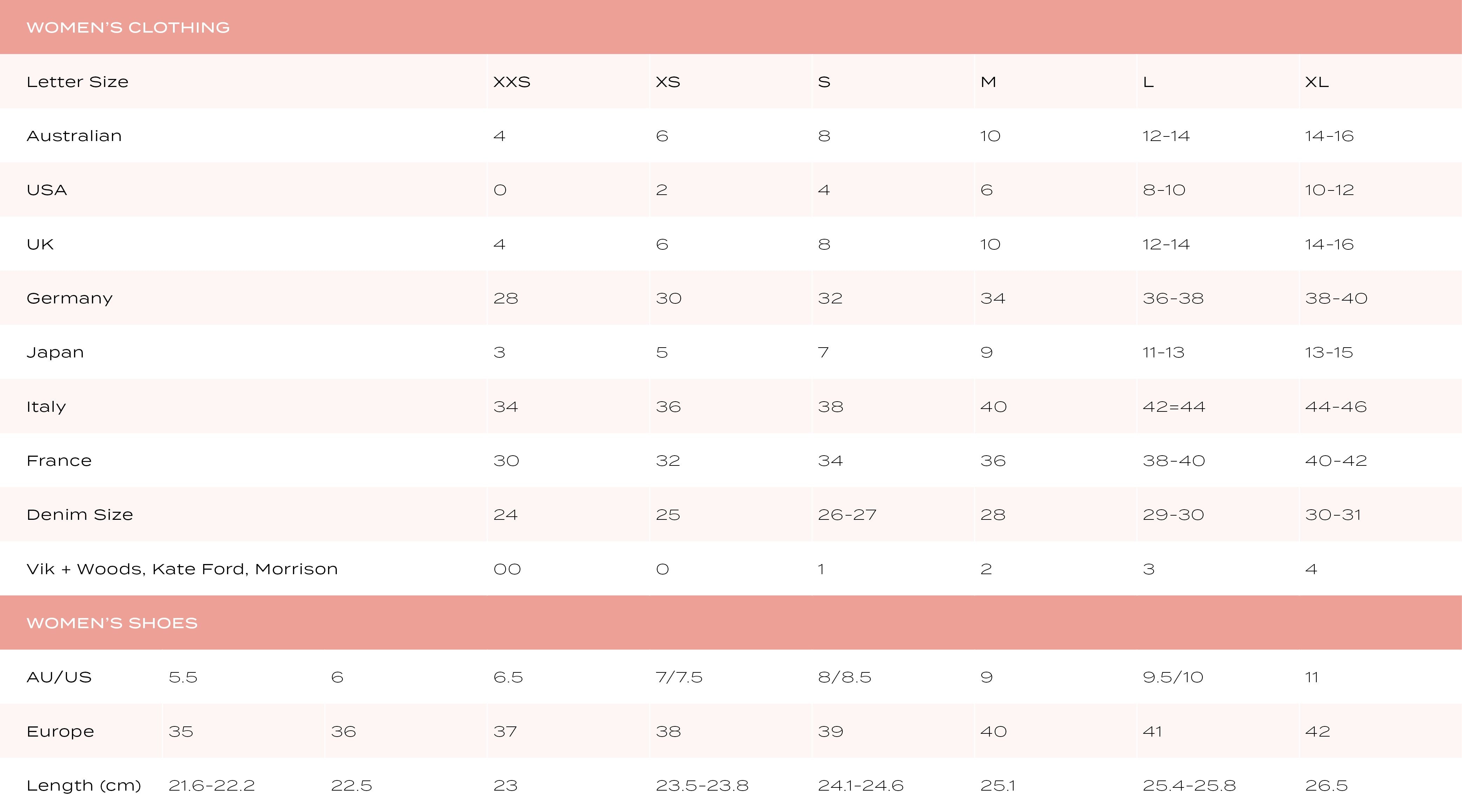 Victoria Vest Size Chart – Althyrea Design, Inc