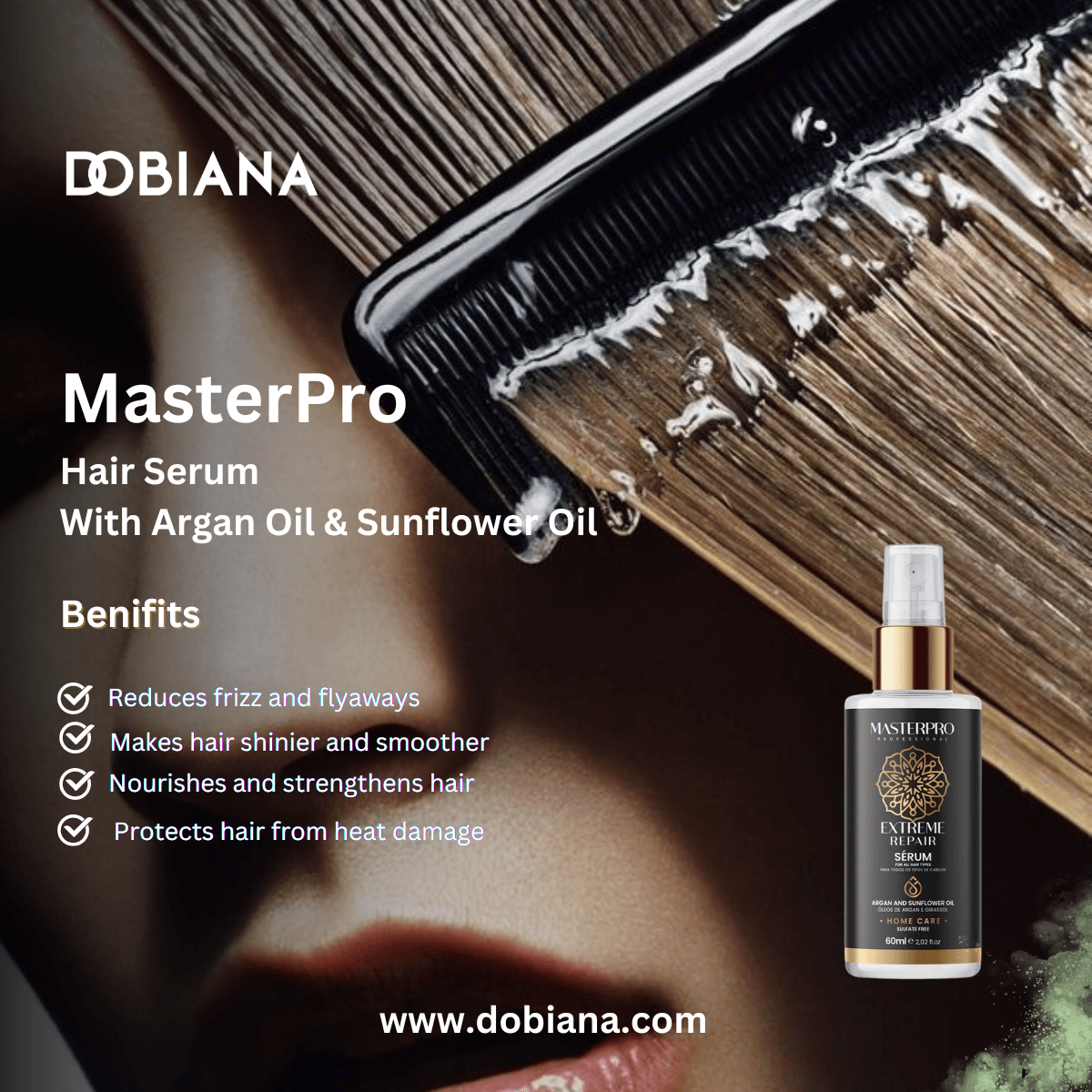 Hair Serum with  Argan Oil & Sunflower Oil 60ML| MasterPro