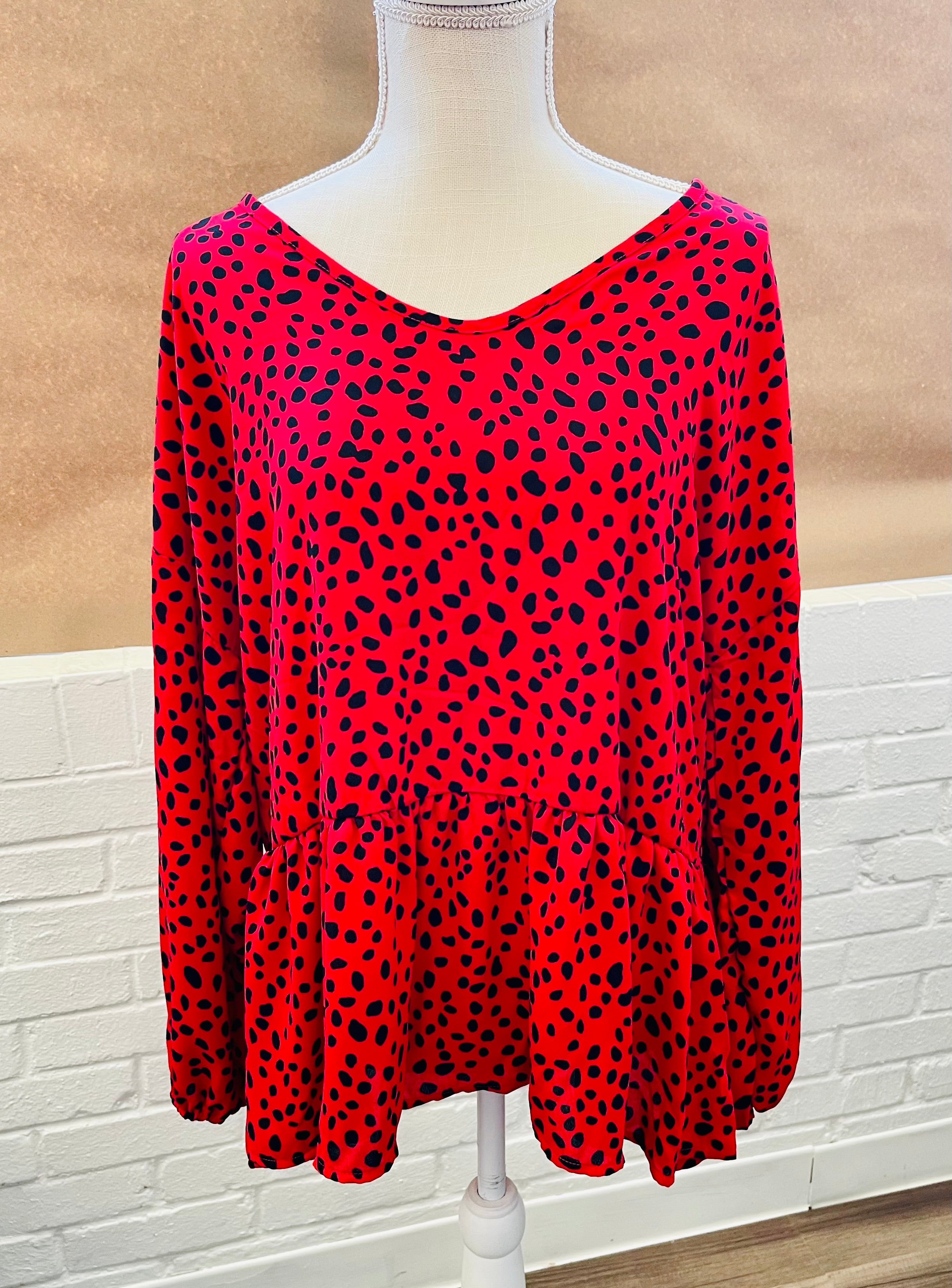 Spotted Dot Leopard Print Blouse
